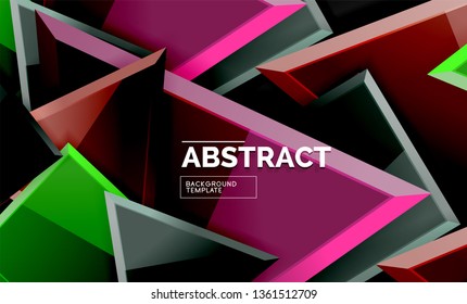 Cuadros y triángulos brillantes de fondo geométrico. Vector