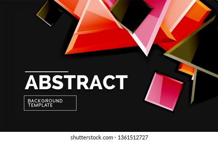 Glossy squares and triangles geometric backgrounds. Vector
