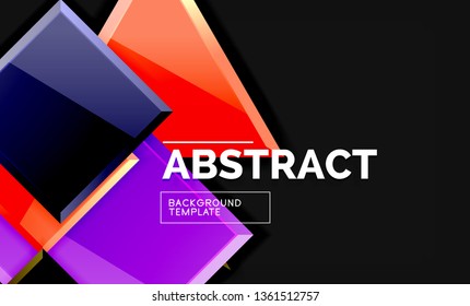 Cuadros y triángulos brillantes de fondo geométrico. Vector