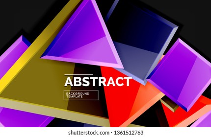 Glossy squares and triangles geometric backgrounds. Vector