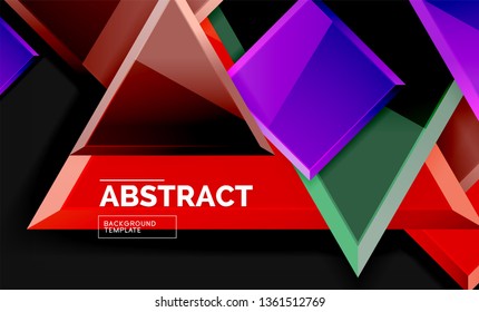 Glossy squares and triangles geometric backgrounds. Vector