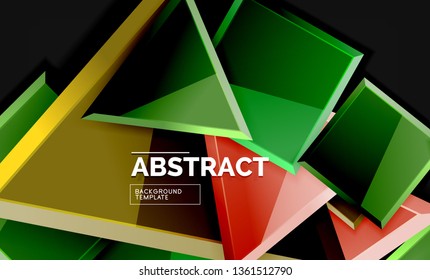 Glossy squares and triangles geometric backgrounds. Vector