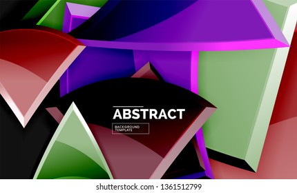 Glossy squares and triangles geometric backgrounds. Vector