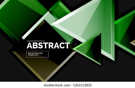 Glossy squares and triangles geometric backgrounds. Vector