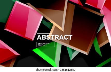 Glossy squares and triangles geometric backgrounds. Vector