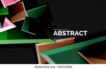 Glossy squares and triangles geometric backgrounds. Vector