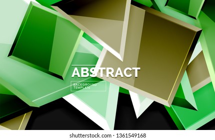 Glossy squares and triangles geometric backgrounds. Vector