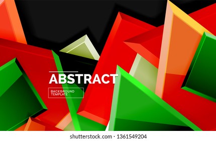 Glossy squares and triangles geometric backgrounds. Vector