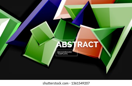 Glossy squares and triangles geometric backgrounds. Vector
