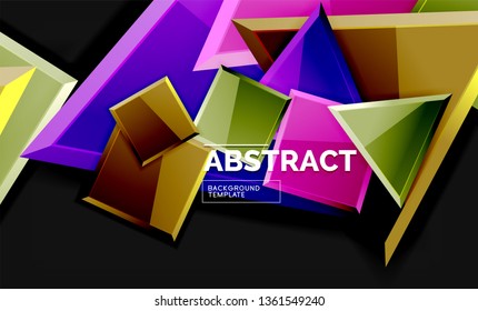 Glossy squares and triangles geometric backgrounds. Vector