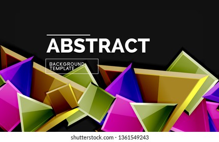 Glossy squares and triangles geometric backgrounds. Vector