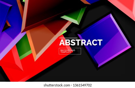 Glossy squares and triangles geometric backgrounds. Vector