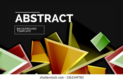 Glossy squares and triangles geometric backgrounds. Vector