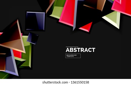 Cuadros y triángulos brillantes de fondo geométrico. Vector