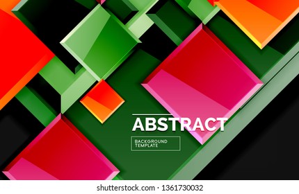 Glossy squares and triangles geometric backgrounds. Vector