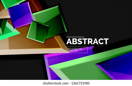 Glossy squares and triangles geometric backgrounds. Vector