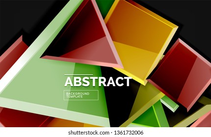 Glossy squares and triangles geometric backgrounds. Vector