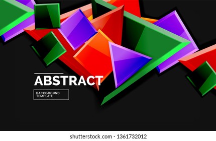 Glossy squares and triangles geometric backgrounds. Vector
