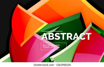Glossy squares and triangles geometric backgrounds. Vector