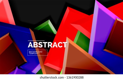 Glossy squares and triangles geometric backgrounds. Vector