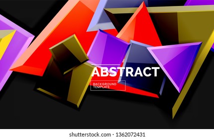 Glossy squares and triangles geometric backgrounds. Vector