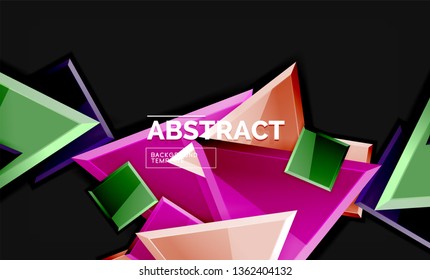 Cuadros y triángulos brillantes de fondo geométrico. Vector