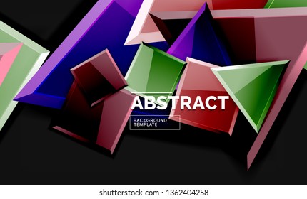 Glossy squares and triangles geometric backgrounds. Vector