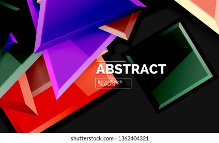 Glossy squares and triangles geometric backgrounds. Vector