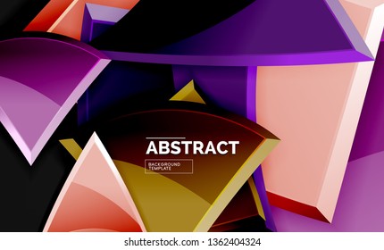 Cuadros y triángulos brillantes de fondo geométrico. Vector