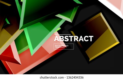 Glossy squares and triangles geometric backgrounds. Vector