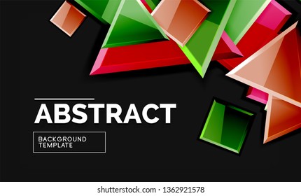 Glossy squares and triangles geometric backgrounds. Vector