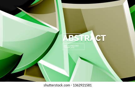 Glossy squares and triangles geometric backgrounds. Vector