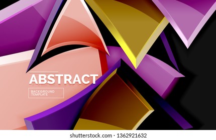 Glossy squares and triangles geometric backgrounds. Vector