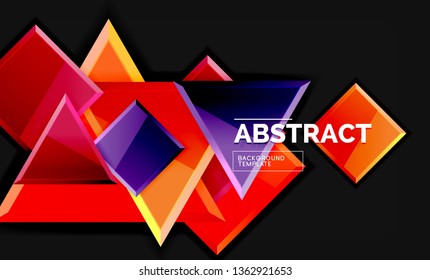 Glossy squares and triangles geometric backgrounds. Vector