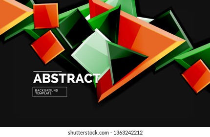 Cuadros y triángulos brillantes de fondo geométrico. Vector