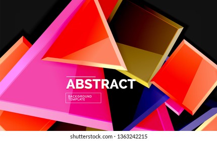 Glossy squares and triangles geometric backgrounds. Vector