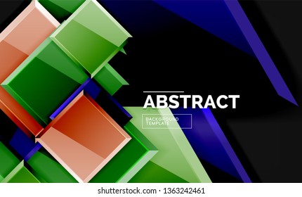Glossy squares and triangles geometric backgrounds. Vector