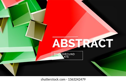 Glossy squares and triangles geometric backgrounds. Vector