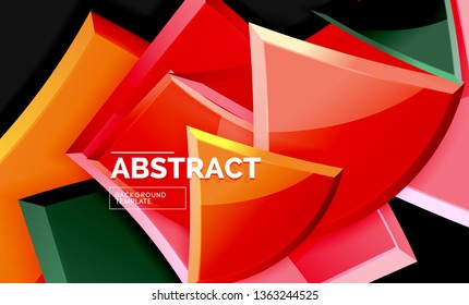 Glossy squares and triangles geometric backgrounds. Vector