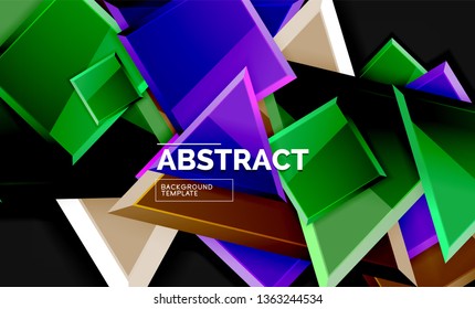Glossy squares and triangles geometric backgrounds. Vector