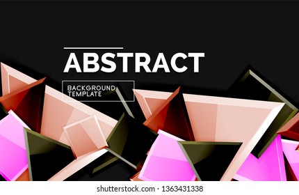 Glossy squares and triangles geometric backgrounds. Vector