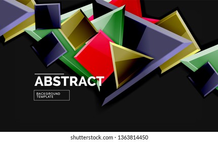 Glossy squares and triangles geometric backgrounds. Vector