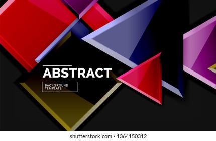 Glossy squares and triangles geometric backgrounds. Vector