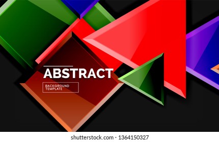 Cuadros y triángulos brillantes de fondo geométrico. Vector