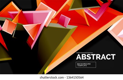 Glossy squares and triangles geometric backgrounds. Vector