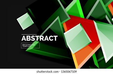 Glossy squares and triangles geometric backgrounds. Vector