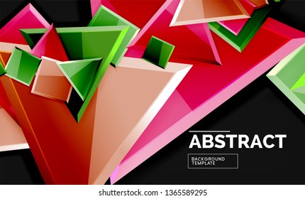 Cuadros y triángulos brillantes de fondo geométrico. Vector