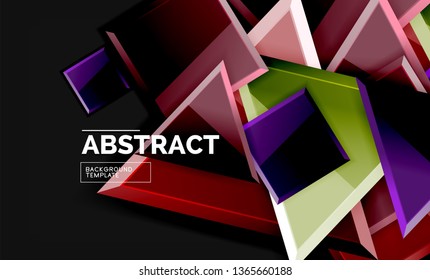 Cuadros y triángulos brillantes de fondo geométrico. Vector