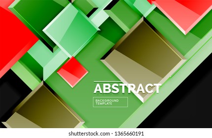 Glossy squares and triangles geometric backgrounds. Vector