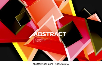 Glossy squares and triangles geometric backgrounds. Vector